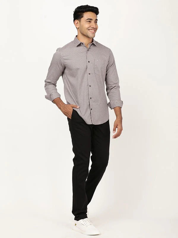 Indian Terrain Men's Regular Fit Full Sleeve Self Design Grey Shirt